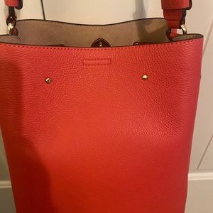 Kate Spade Large Bucket WKRY6827 Pebbled Leather Dark Watermelon